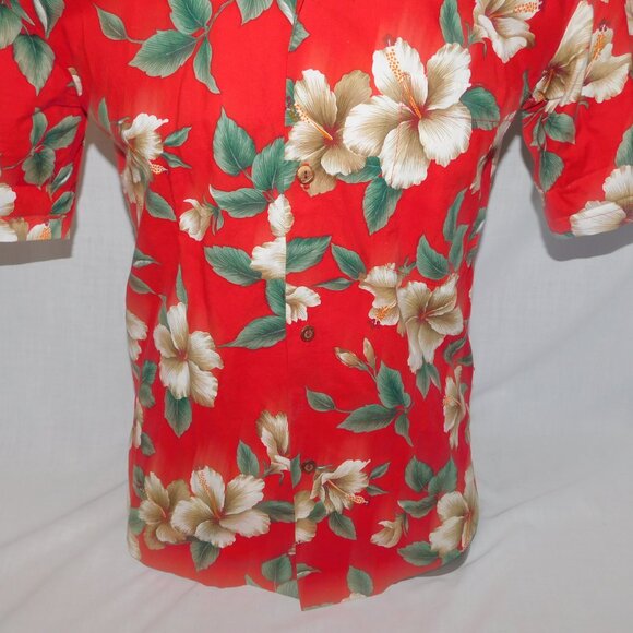 VTG KY's International Fashion Red White Hibiscus Floral Hawaiian Shirt Mens S - Picture 3 of 9